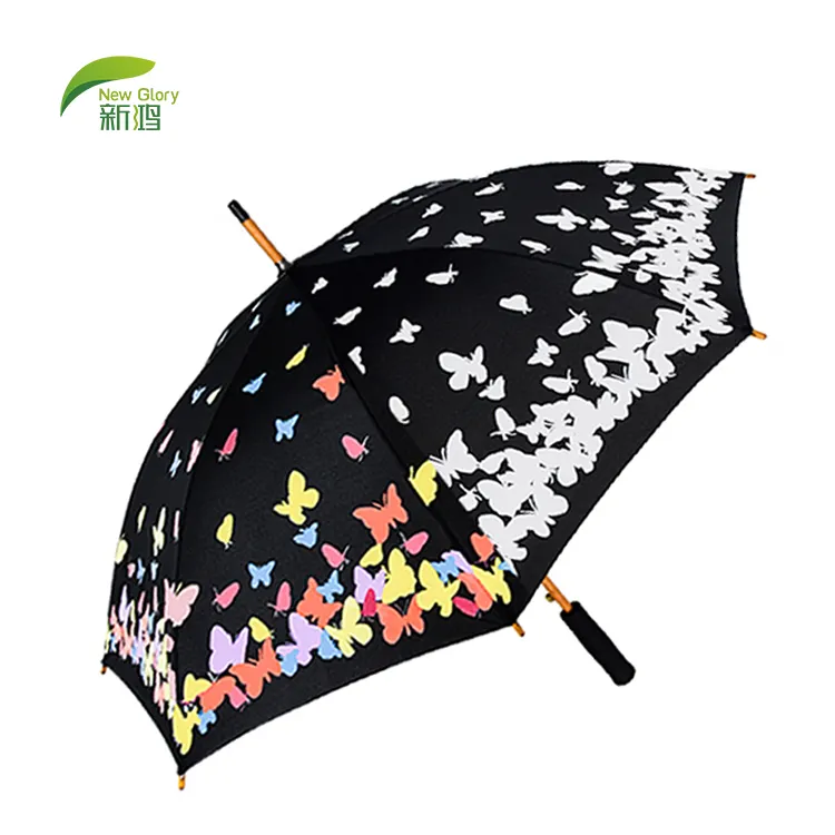 RTS direct sales hot novel luxury umbrella color changing print straight umbrella