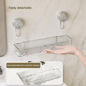 Étagère de rangement en plastique à ventouse pour salle de bain murale <span class=keywords><strong>sans</strong></span> trous de perçage Support de rangement - Product Image 3