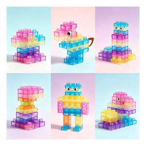 Travel Friendly Rubber Blocks Kids Quiet Activity <b>Tool</b> Bright Color Cognitive Training Spatial Builder Creative <b>Toy</b> - Product Image 3