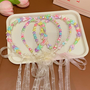 Diadema de primavera colorida para niños Banda de cinta de tarjeta de pelo roto para niña pequeña - Product Image 2