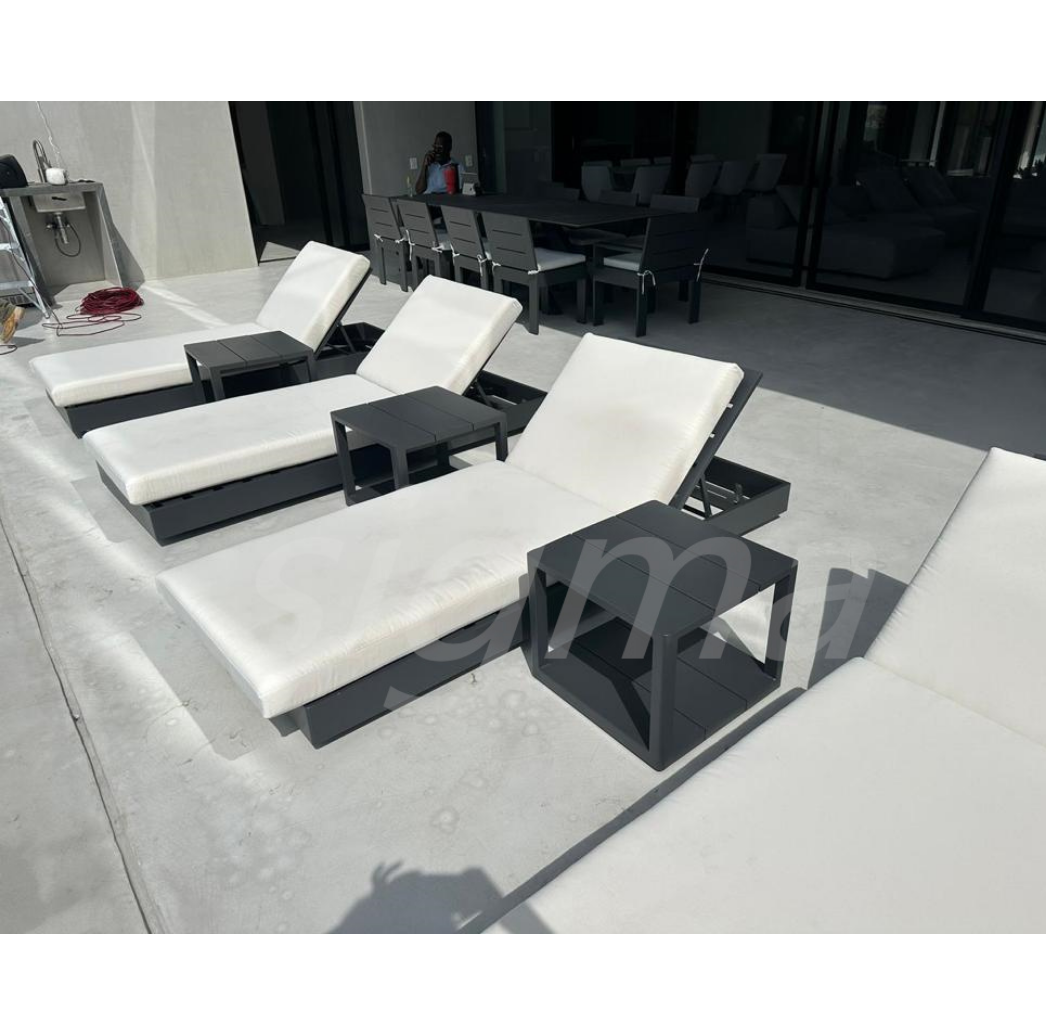 Garden furniture set chaise metal aluminum outdoor lounger sunbed