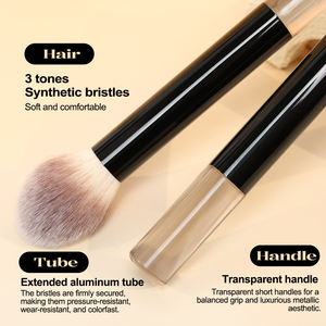 Juego de <span class=keywords><strong>Brochas</strong></span> de Maquillaje de Alta Calidad OEM ODM, 20 Piezas, Veganas, con 3 Tonos de Fibra Sintética, Brocha para Base, Aluminio Negro, ABS - Product Image 3