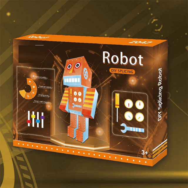 Parent-child Interaction 42CM Height DIY Splicing Cardboard 3D Puzzle DIY Robot Toys With 6 PCS