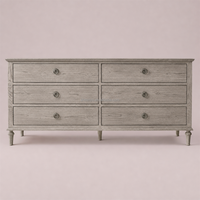Commode de luxe moderne et durable en bois massif de chêne à 6 tiroirs pour chambre à coucher