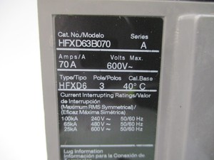 เบรกเกอร์วงจร HFXD63B070 ซีรีส์ A 600V 70A สำหรับ PLC - Product Image 1