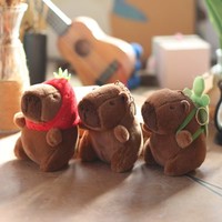 Porte-clés en peluche Capybara, petit, doux, rembourré en coton PP, multi-styles, personnalisable pour la rentrée scolaire, breloque de sac, OEM