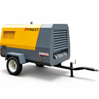 Kompresor Udara Sekrup Diesel Portabel Ringkas 185CFM 8Bar Dengan Mesin Diesel Xichai 41KW untuk Mesin Pemecah Batu