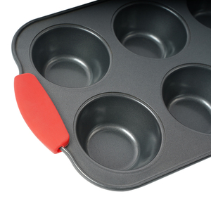 Prix usine En Acier Au Carbone Silicone Poignées Muffin <span class=keywords><strong>Pan</strong></span> Moule Revêtement Antiadhésif 6 Trous Muffin <span class=keywords><strong>Pan</strong></span> - Product Image 6