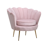 Fauteuil de salon moderne en velours avec pieds dorés, fauteuil d'appoint rembourré rose en forme de coquille