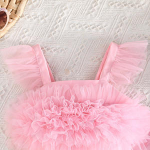 Setelan Pakaian Anak Perempuan Musim Panas, Baju Terusan Jaring dengan Tali Selempang, 2 Pcs - Product Image 4