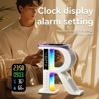Enceintes Bluetooth avec chargeur sans fil, mini enceinte portable, lampe d'ambiance colorée, lumière de nuit multifonctionnelle RGB