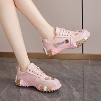 Baskets compensées de luxe pour femmes avec strass – Chaussures décontractées à semelle épaisse ornées de cristaux pour soirées et streetwear
