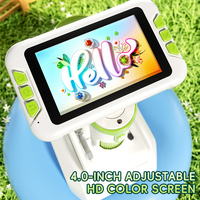 Microscope numérique HD pour enfants - Grossissement 100-1600X, écran rotatif de 3,97 pouces, enregistrement photo/vidéo, rechargeable