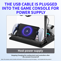 GAMINJA Station de charge rapide RGB ultra-mince en plastique avec refroidissement et supports pour PS5/Slim/Pro (version disque et numérique)