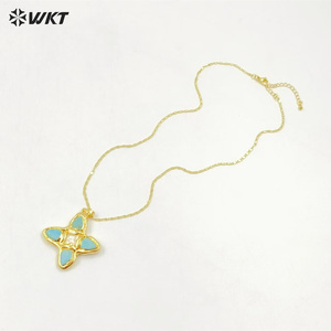 Increíble collar de piedra turquesa natural religiosa cristiana súper caliente con colgantes de Cruz de perlas en oro de 18 quilates, en la parte superior de la cadena de montaje - Product Image 5