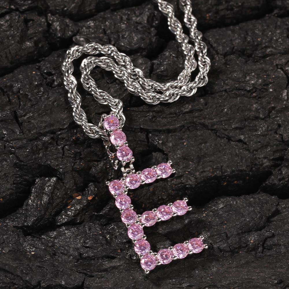 Plata + rosa (cadena de cuerda de 24 pulgadas)