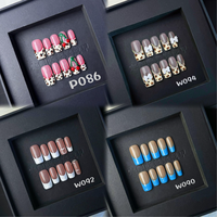 10 Uñas Postizas Hechas a Mano, Extra Largas, Tipo Ataúd, XL XXL XXXL, Cuadradas, Personalizadas, con Caja de Empaque