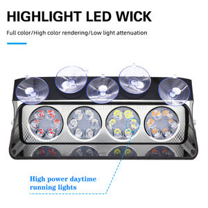 Luz de advertencia estroboscópica <span class=keywords><strong>para</strong></span> coche, Faro de emergencia con 24 <span class=keywords><strong>Led</strong></span> <span class=keywords><strong>para</strong></span> tablero de automóvil, lámpara intermitente con ventosa en <span class=keywords><strong>parabrisas</strong></span> DC12V, gran oferta - Product Image 2