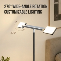 Lampe sur pied LED à double tête rotative 48W, protection des yeux, intensité réglable, pour salon, chambre, décoration d'angle