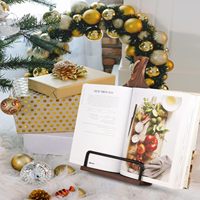 Support de livre de cuisine pour comptoir de cuisine, support de livre de recettes en bois réglable, support rustique pour iPad, cadeau de Thanksgiving, cadeau de Noël