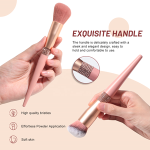 Juego de 10 Brochas de <span class=keywords><strong>Maquillaje</strong></span> para <span class=keywords><strong>Mujer</strong></span> con Logotipo Personalizado, Color Rosa Brillante, con Cristales y Brocha para Rostro y Afeitado Incluida - Product Image 2