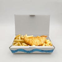 Emballage de poisson et frites avec impression personnalisée boîte alimentaire en carton ondulé boîte de poisson frit boîte de restauration rapide à emporter avec logo