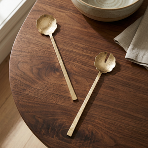 Serveurs à salade en acier inoxydable doré de luxe ensemble cuillère et fourchette à manche forgé pour manger et se divertir - Product Image 3