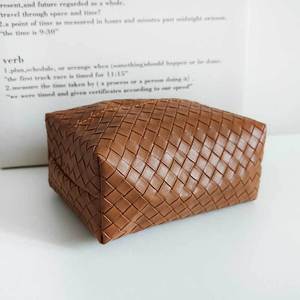 Woven Leather Tissue Box Black Gray White Brown For Car Living Room Bathroom - Product Image 4
