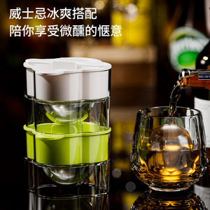 Moule à glaçons sphériques pour whisky, en silicone de qualité alimentaire, pour cocktails à la maison, couleurs vert, blanc, rose - Product Image 1