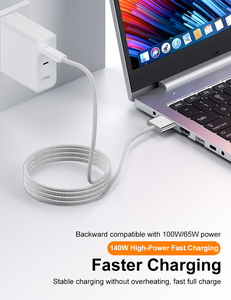 Câble USB magnétique de type C de haute qualité, 2 m, 140 W, 28 V/5 A, charge rapide, gaine en nylon, garantie de 12 mois pour les appareils Macbook, blindé - Product Image 3