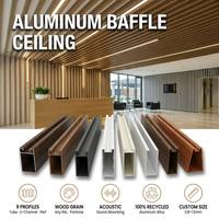 Techo Metálico Acústico de Rejilla Abierta Lineal con Tubo Cuadrado de Aluminio, Diseño de Madera, LED, para Oficina, Hotel, Aeropuerto, Tamaño Personalizado, OEM