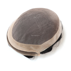 Perruque noire naturelle Fine indétectable, module de cheveux, pour hommes, toupet avec dentelle frontale - Product Image 3