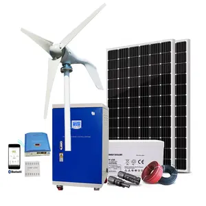 Kit completo de energia eólica e solar, gerador de turbina 1kw 2kw 3kw mini sistema de energia renovável