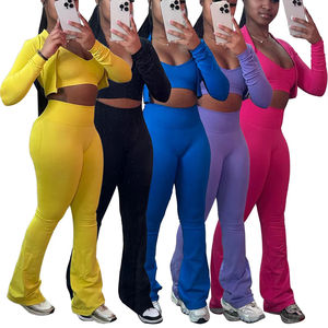 Otoño 2025, fabricante de ropa de mujer de <span class=keywords><strong>3</strong></span> piezas a la moda, conjuntos de entrenamiento deportivos ajustados personalizados para gimnasio y Yoga para mujer - Product Image 1