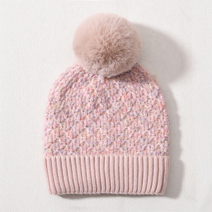 Bonnet <span class=keywords><strong>d</strong></span>'extérieur en fausse fourrure avec pompon et tête de mort à revers, doux et moelleux, chaud pour femmes, tricoté en cachemire <span class=keywords><strong>d</strong></span>'hiver personnalisé, vente en gros, mélange de couleurs - Product Image 6