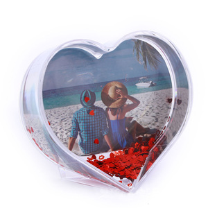 Regali di compleanno personalizzati globo d'acqua acrilico cuore rotondo stella cornice per foto a forma di Acr con Glitter - Product Image 1