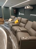Luxuriöses Modernes Graues Leder-Kinosofa mit LED, Heimkino-Möbel, Elektrische VIP-Sitze mit Heizung und Massage