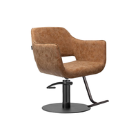Ensemble complet de mobilier de salon de coiffure couleur beige avec fauteuil de coiffage et poste de travail avec miroir arqué