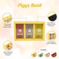 Regalos para niños, decoración del hogar, dinero, alcancía, estilo AFE, cambio de 3 compartimentos, marco de cajas de dinero MDF de madera