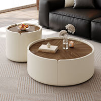 Ensemble de tables basses rondes minimalistes blanches avec rangement pour la maison et le salon