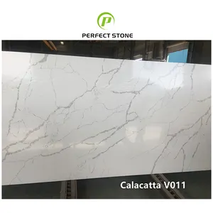 Batu Quartz Calacatta Tebal 20 & 30Mm untuk Meja dan Pulau Dapur