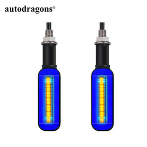 Motorcycle Indicators Flowing Amber Turn Signal <b>Lights</b> Blinkers Blue DRL Daytime Running <b>Light</b> - Product Image 6