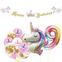 Lot de fournitures de fête d'anniversaire sur le thème de l'unicorn, avec ballons numérotés licorne, vente en gros