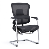 Chaise de visiteur ergonomique en maille avec support lombaire, cadre cantilever chromé pivotant et base en traîneau pour bureau et salle de réunion