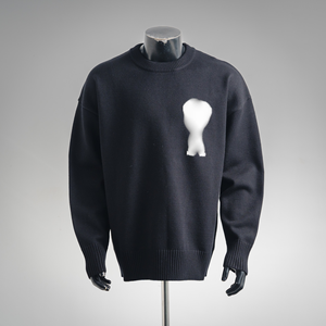 Nuovo <span class=keywords><strong>Maglione</strong></span> Autunnale a Collo Alto con Cuore per Uomo e Donna, Tinta Unita, Stile Giovanile <span class=keywords><strong>AMI</strong></span> CLAMS, Casual, Traspirante, Antirughe, in Cotone Lavorato a Maglia - Product Image 6