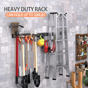 Jh-mech Dụng Cụ Nhà Để Xe Organizer 14 Pcs 64 Inch Có Thể Điều Chỉnh Nhiệm Vụ Nặng Nề Thép Treo Tường Vườn Công Cụ Lưu Trữ Giá - Product Image 2