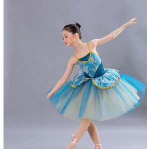 Gonna di danza moderna di danza di balletto di garza per bambini con bretelle lunghe tutù da palcoscenico per ragazze - Product Image 2