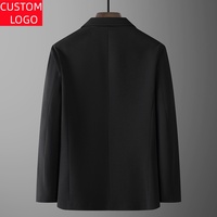 Blazer Classique Grande Taille pour Homme, Coupe Droite, Col Rabattu, Imperméable, Couleur Unie, Tissé, Automne