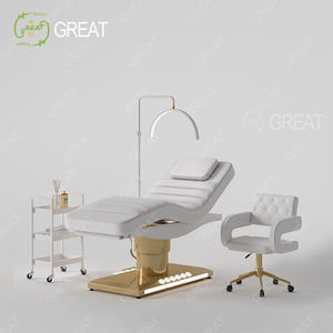 Modern 3 Motors Electric Massage Table Bed Luxury Gold Base Adjustable Cosmetic Treatment Medical Spa Bed with Led - Product Image 4