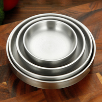 Bol de cuisine coréen plat, épais, double couche, vaisselle en acier inoxydable 304, assiettes à dîner, plats à assaisonnement pour la cuisine